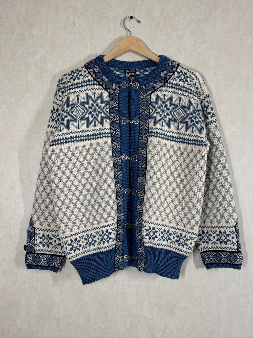 Dale of Norway Women’s Pure New Wool Cardigan Sweater Nordic Fair Isle L